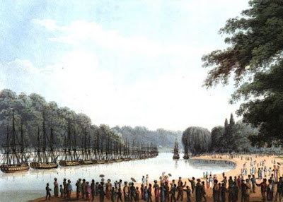 The Fleet on the Serpentine River on 1 August 1814 from An Historical Memento by E Orme (1814) The Fleet on the Serpentine River on 1 August 1814 from An Historical Memento by E Orme (1814)