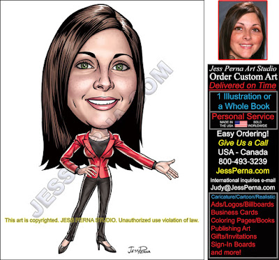 Real Estate Caricature Woman in Pants Suit
