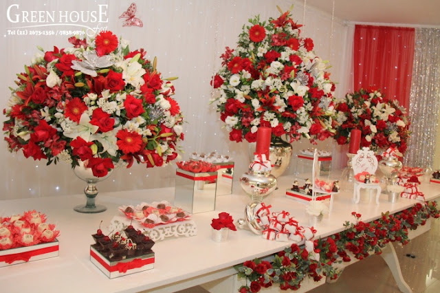 Green House Fest: Decoração Vermelho com Prata