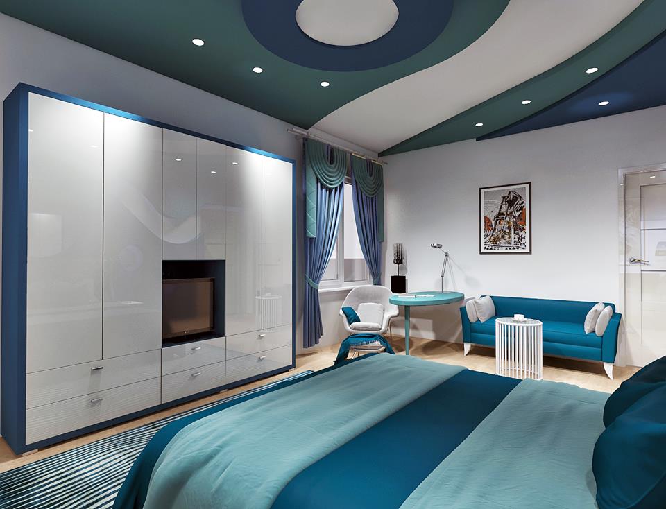 3d mimari çizim 3d iç mekan daire yatak oturma odası dekorasyonu 3d