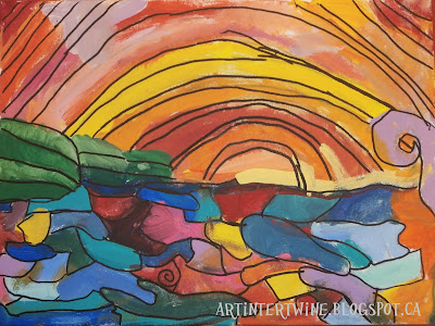 ocean and sunset painting for kids