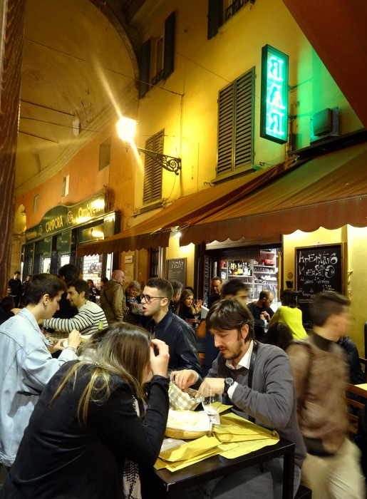 Bologna The Bar & Salumeria Scene at Via Pescherie Vecchie in
