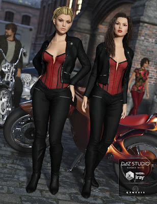 3d Models Art Zone - Casual Summer, Vigilante Outfit ja Austrani Outfit for Genesis 3 Nainen (t)