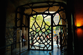 Inside view of Modernist Ironwork Door at Casa Mila or La Pedrera by Gaudi