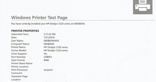 print test page windows