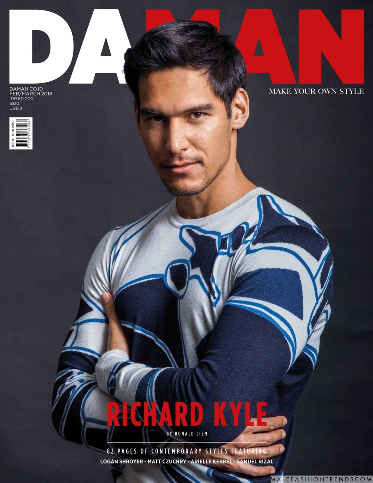 Richard Kyle viste looks dinámicos para DA MAN Magazine en su número de