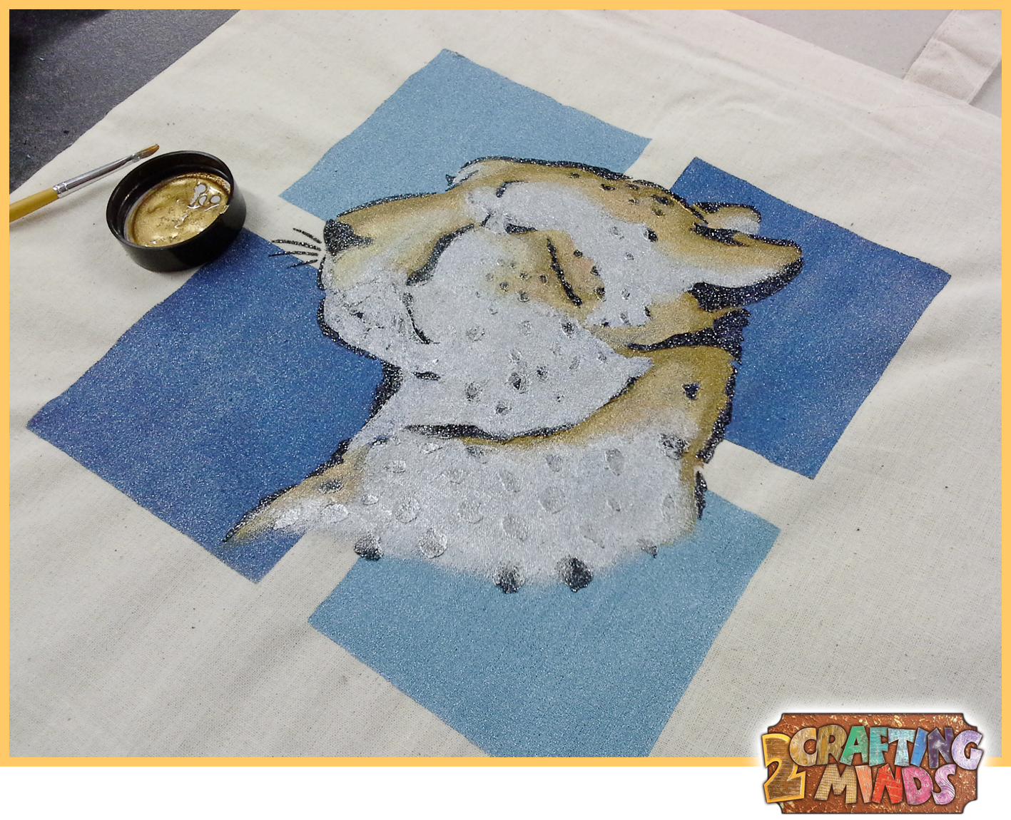 2 Crafting Minds Creating a Design on a Canvas Bag