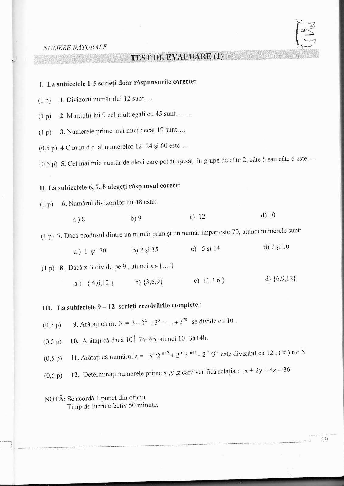 matematica impreuna: TESTE PENTRU VACANTA LA CLASA A VI-A