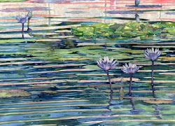 waterlilies glass stained watercolor painting water reflections waterlily watry final