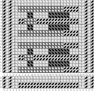 A pattern for weaving horizontal ermine motifs in double-face tablet weaving