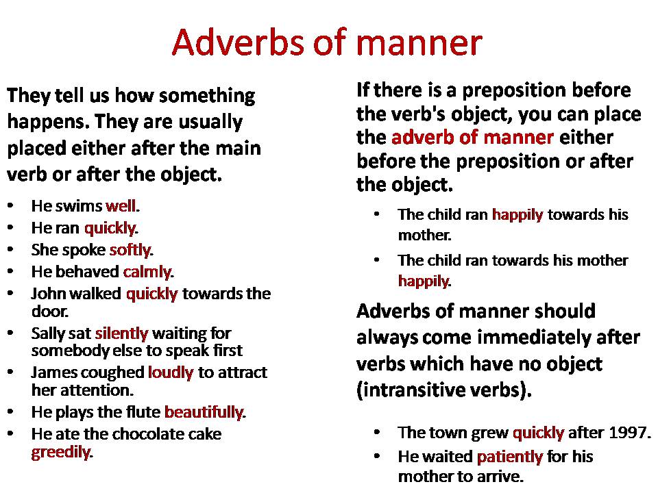Adverbs rules. Adverbs of manner. Adverbs of manner правила. Adverbs of manner правило. Adverbs of manner список.