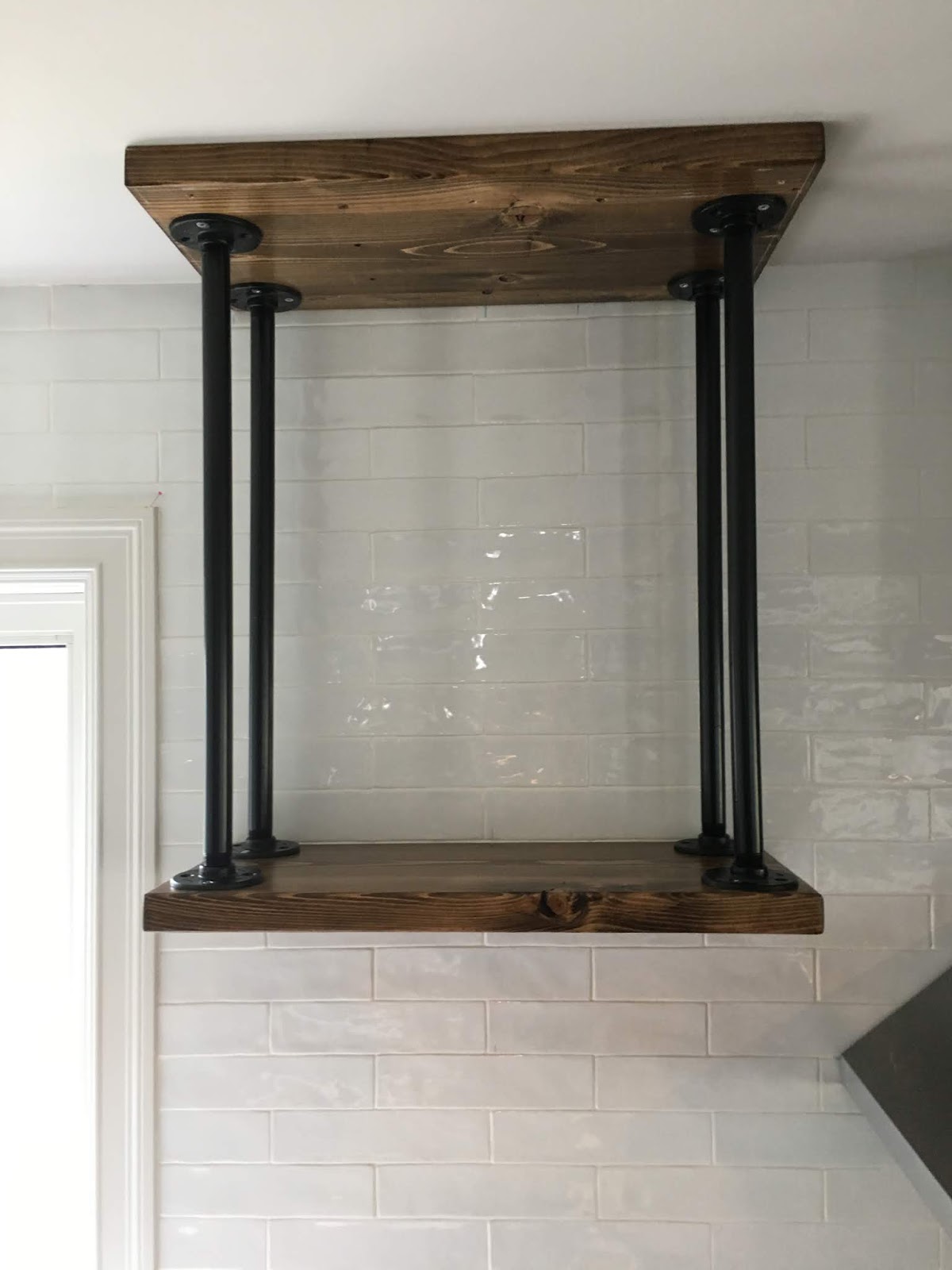 industrial style hanging shelves