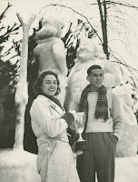 Black and white photographs of the 1937 and 1938 winter carnival queens.