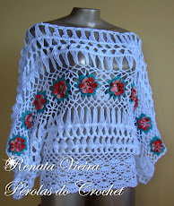 Blusa em croche de grampo com flores