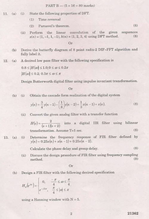 EC2302 Digital Signal Processing May June 2013 Past Exam Paper
