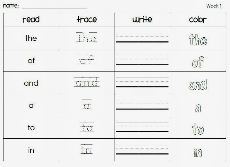 Custom Homework and Sight Word Packets