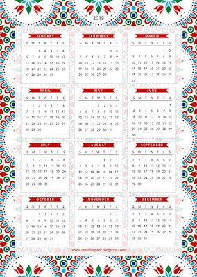 free printable 2019 calendar