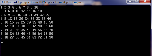 C++ Programing ..!: Program to print table from 1 to 9 using for loop ...