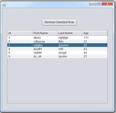 delete jtable selected row