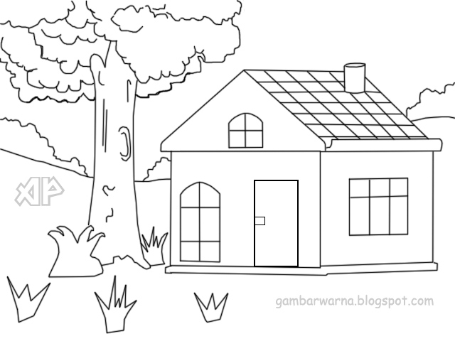 gambar mewarnai rumah sehat 