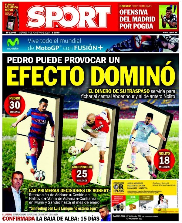 FC Barcelona, Sport: "Pedro puede provocar un efecto dominó"