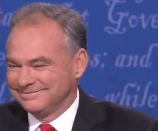 Tim Kaine smarmy grin Tim Kaine vice presidential debate arrogant smile grin