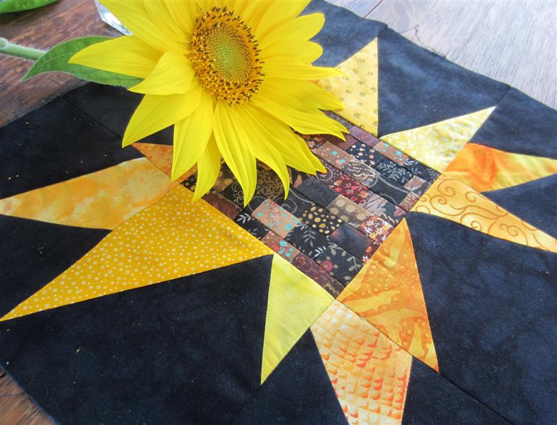 Crafty Sewing & Quilting: My First Sunflower Block of 38 Blocks
