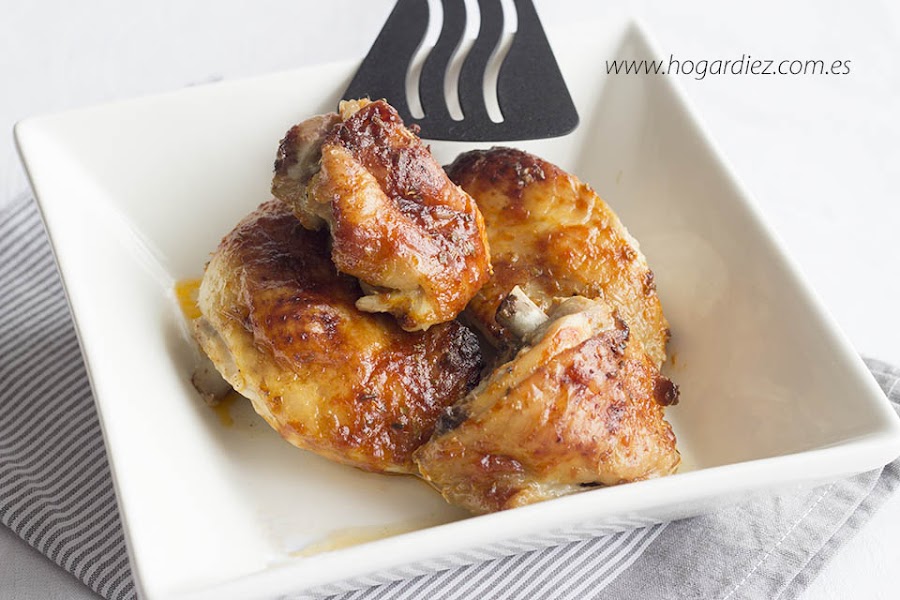 Pollo al horno con miel y mostaza