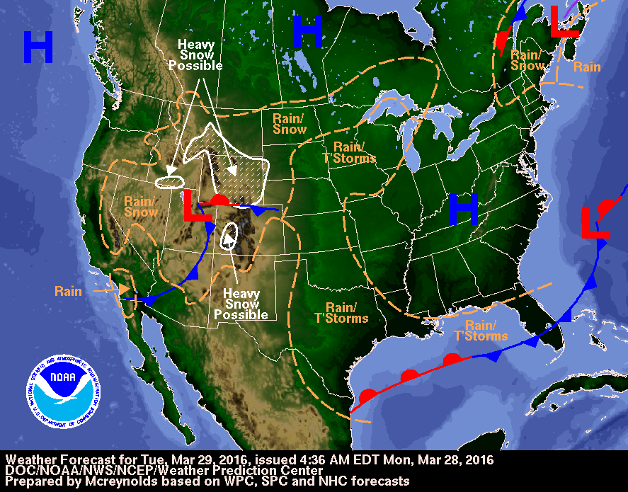 National Forecast Map 
Courtesy NOAA Weather Prediction Center