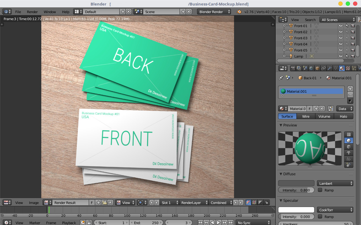 Business Card Mockup Tutorial in Blender Desainew