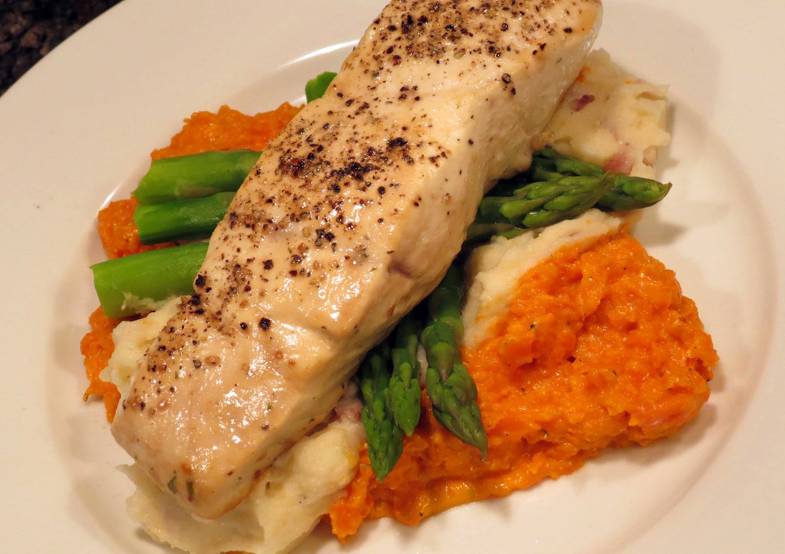 Dinner with the Welches Baked Halibut over Mashed Carrots and Potatoes