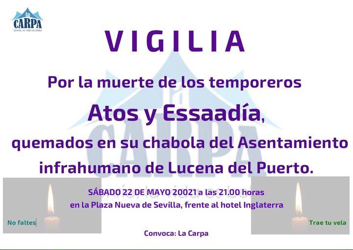 VIGILIA Por la muerte de los temporeros Atos y Essaadía.