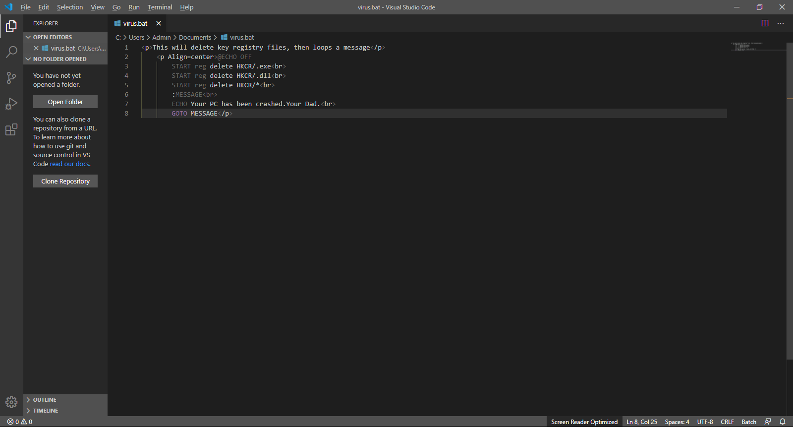 TRICKS TO MAKE VARIOUS VIRUSES: TRICKS TO MAKE VARIOUS VIRUSES