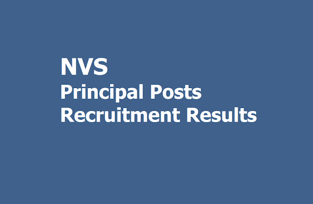 NVS Principal Posts Recruitment Results 2019 (Navodaya Vidyalaya Samiti Recruitment) NVS Principal Posts Recruitment Results 2019 (Navodaya Vidyalaya Samiti Recruitment)