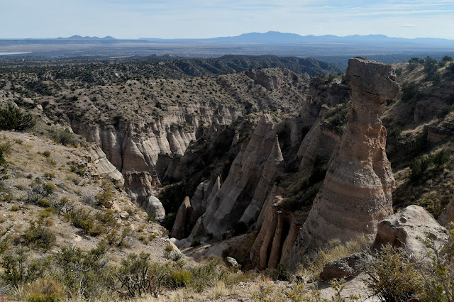 Hoodoos and mountains at Kasha-Katuwe Tent Rocks National Monument, New Mexico
