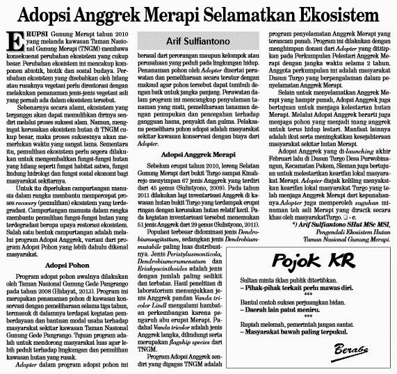 Sulfie's Blogs: Adopsi Anggrek di Taman Nasional Gunung Merapi