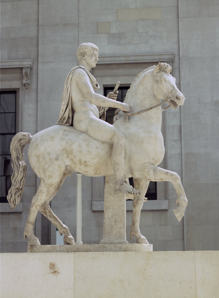 English 18th Century Portrait Sculpture Roman Marble Equestrian Statue