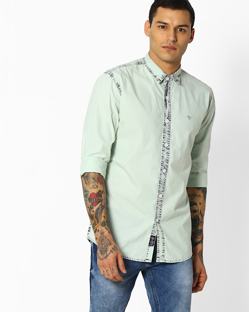 Slim Fit Shirt with Contrast Placket