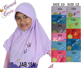 Jilbab Anak Delima Jab 18A size 10-12