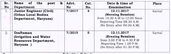image ; HSSC J.E. & Draftsman Exam Date 2017 @ Haryana Education News