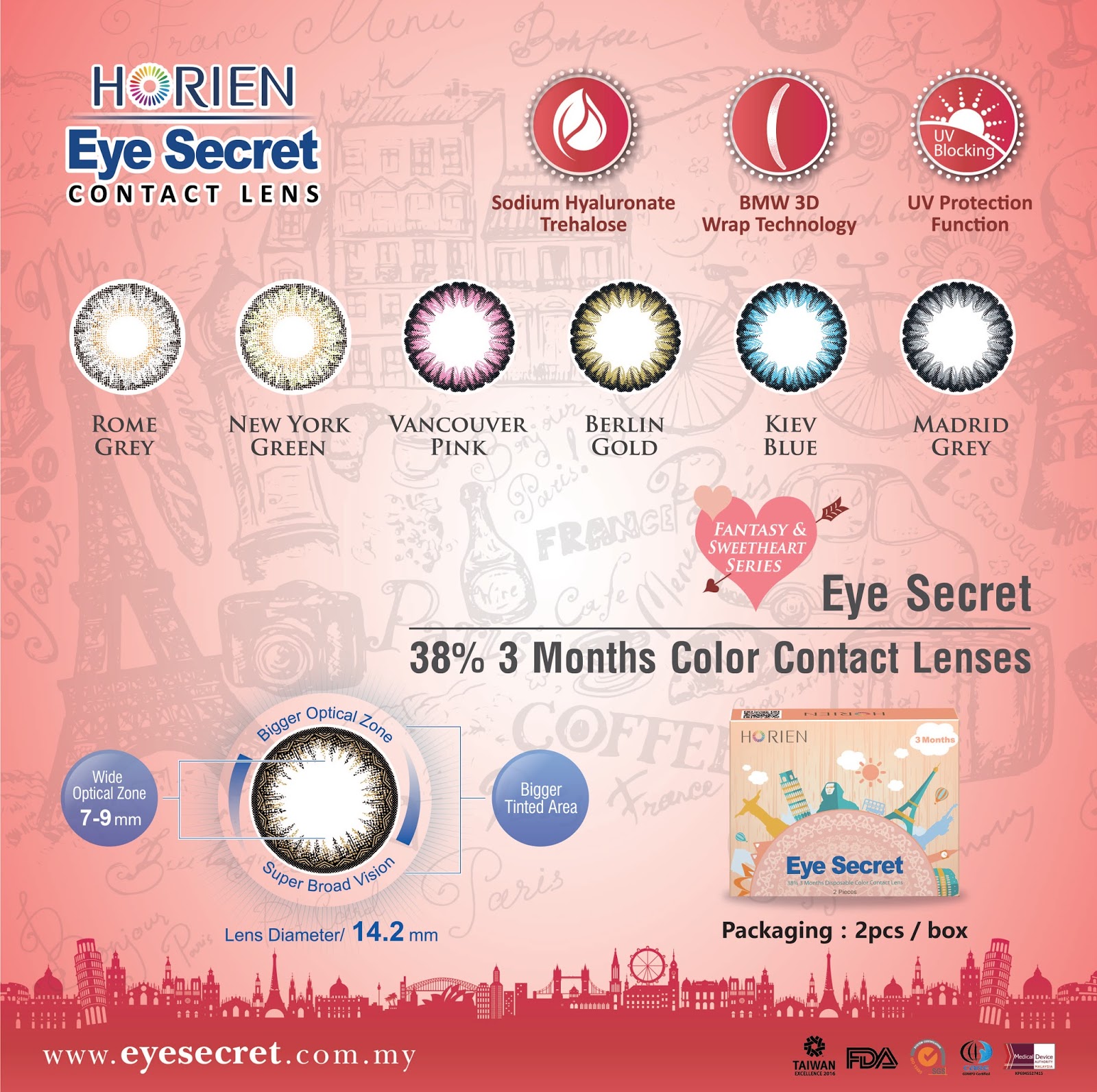 Horien Eye Secret Color Contact Lens 3 Months
