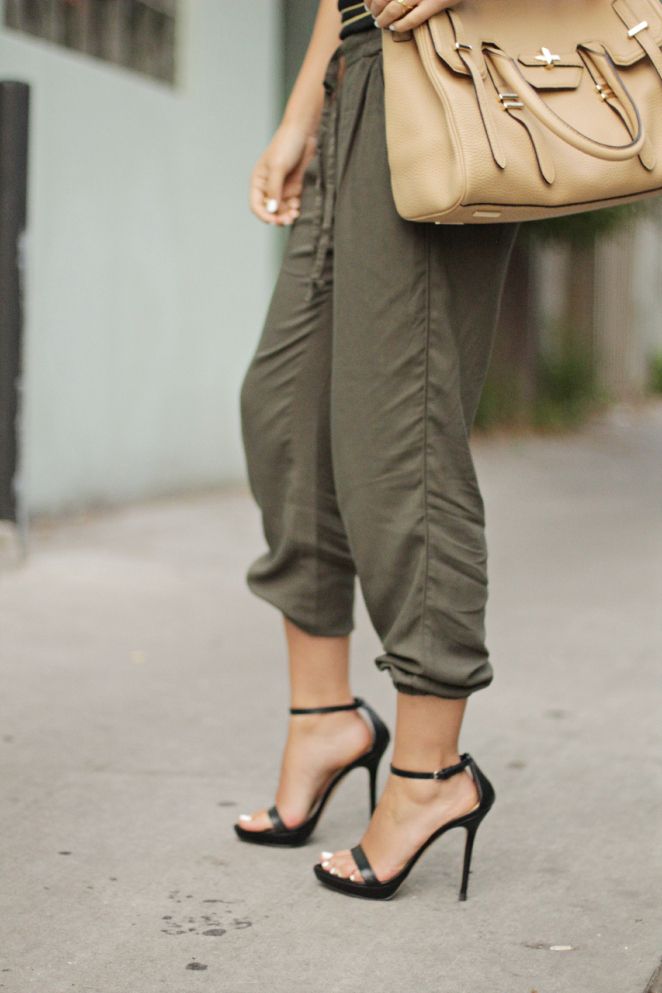 Street style khaki pants and black heels Luvtolook Virtual Styling
