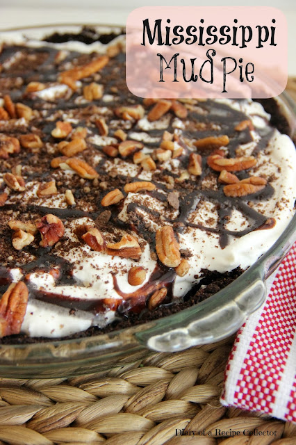 Mississippi Mud Pie - A wonderful fudge pie layer on top of a homemade chocolate graham cracker pecan crust and topped off with a homemade whipped cream, chocolate syrup, and pecans.