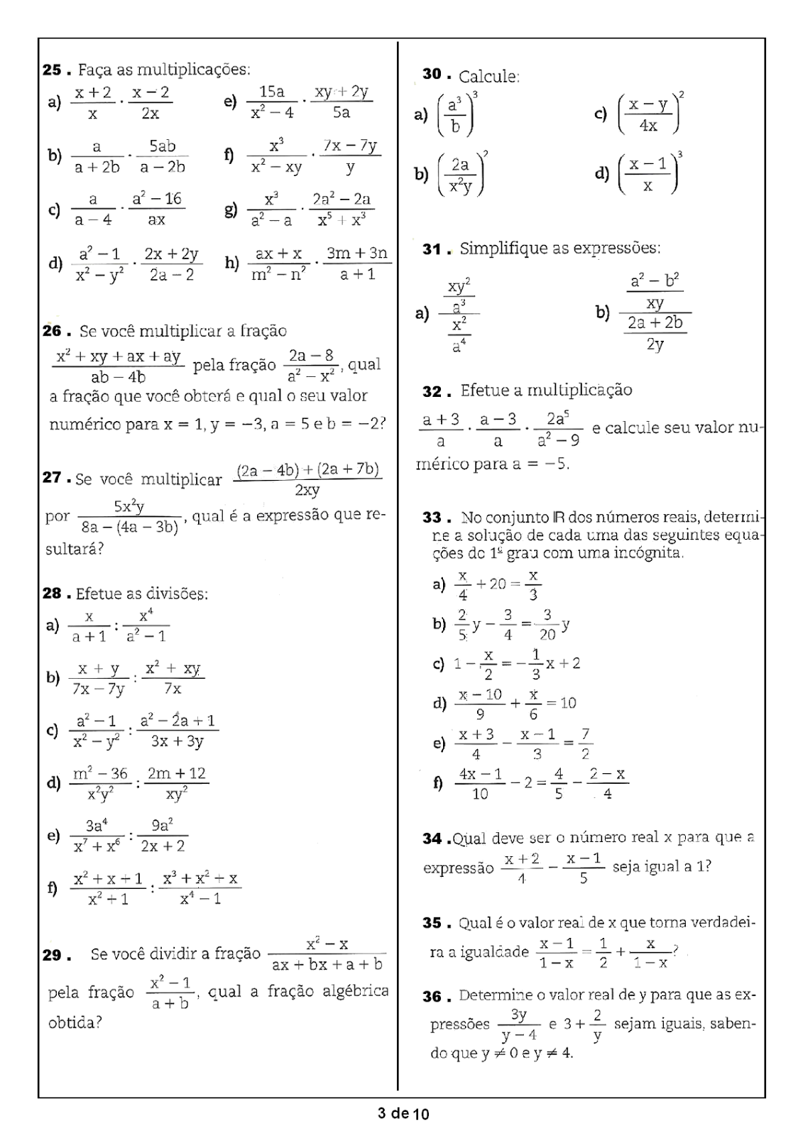 MATEMÁTICA 8° ANO 190 ATIVIDADES COM GABARITO EXERCÍCIOS PROVAS