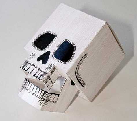 paper skull sculpture, paper skull origami, paper skull tutorial