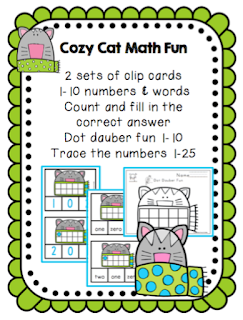 Cozy Cat Math Fun ~ Preschool Printables