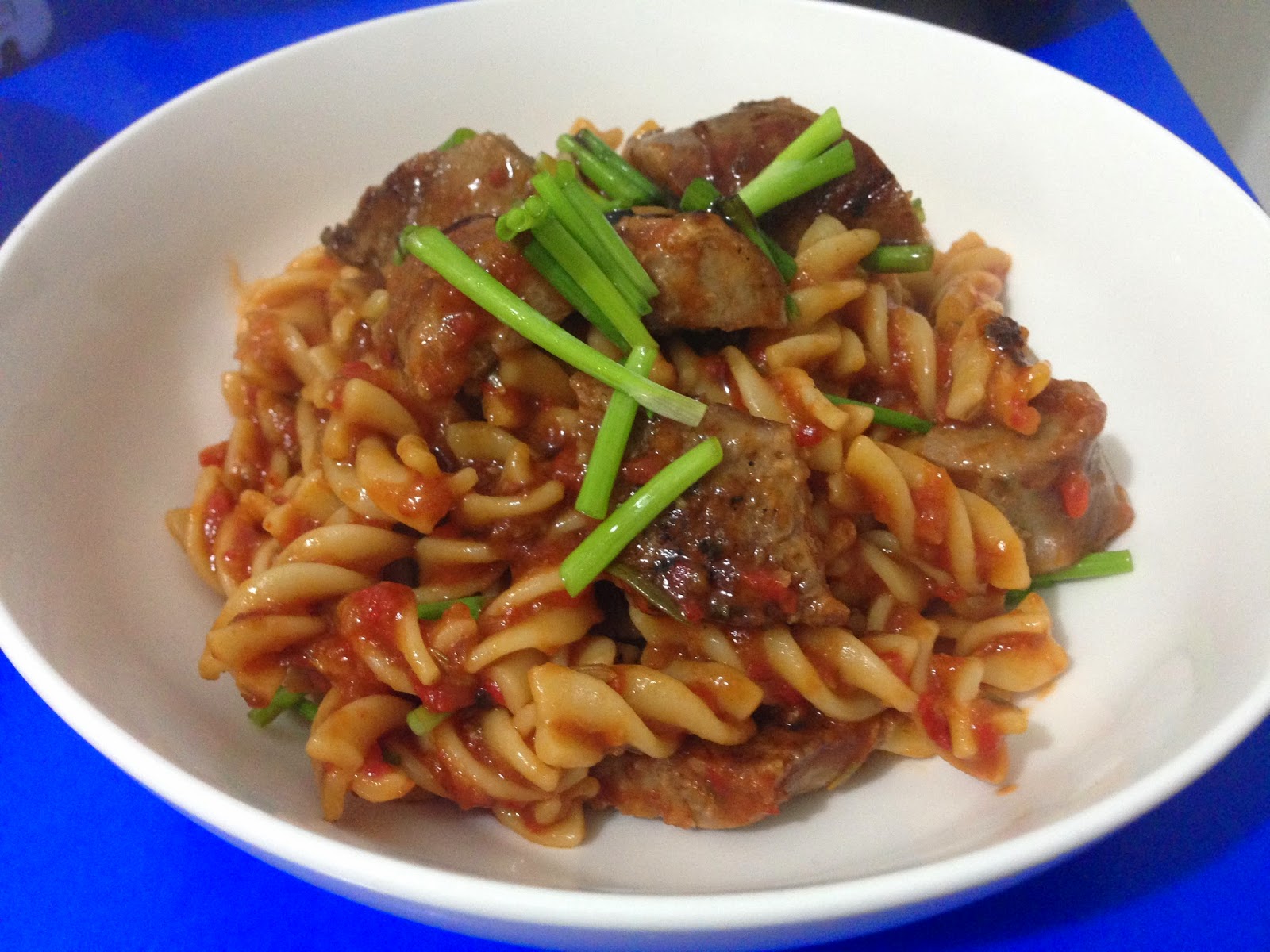salt sugar & i Jamie Oliver 's Sausage Fusilli with a Creamy Garden