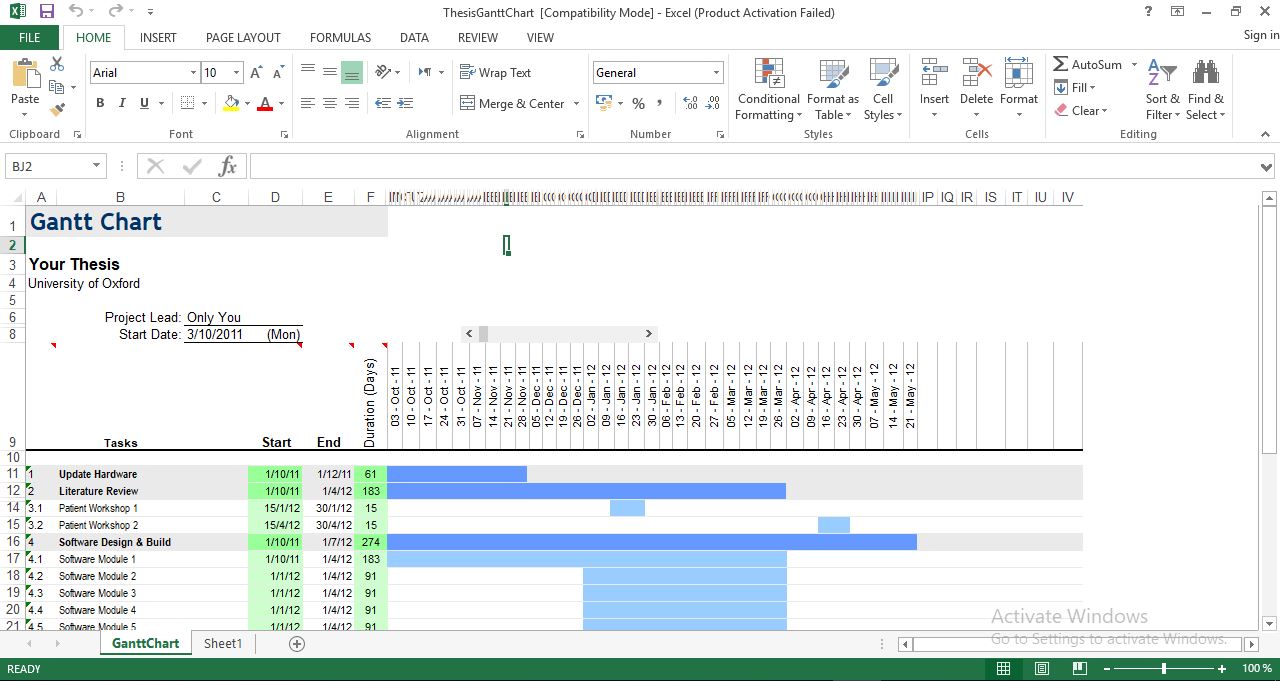 Download Gantt Chart Excel Template