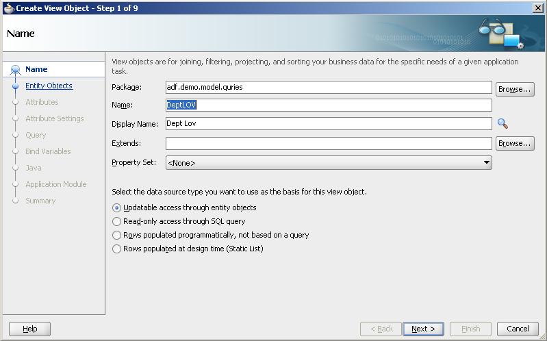 Create List of Values - LOV in Oracle ADF