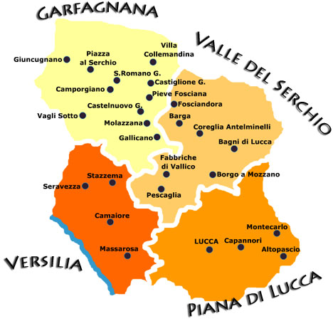 Mappa della provincia di Lucca